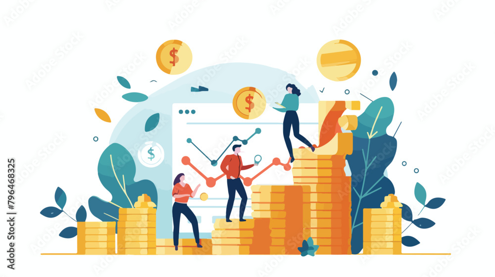 Investing landing page - illustration with coins smal