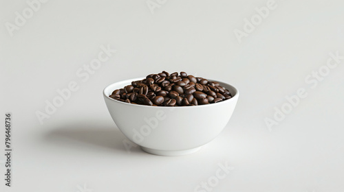 Aromatic Artistry  Minimalist Composition of Coffee Beans in a White Bowl