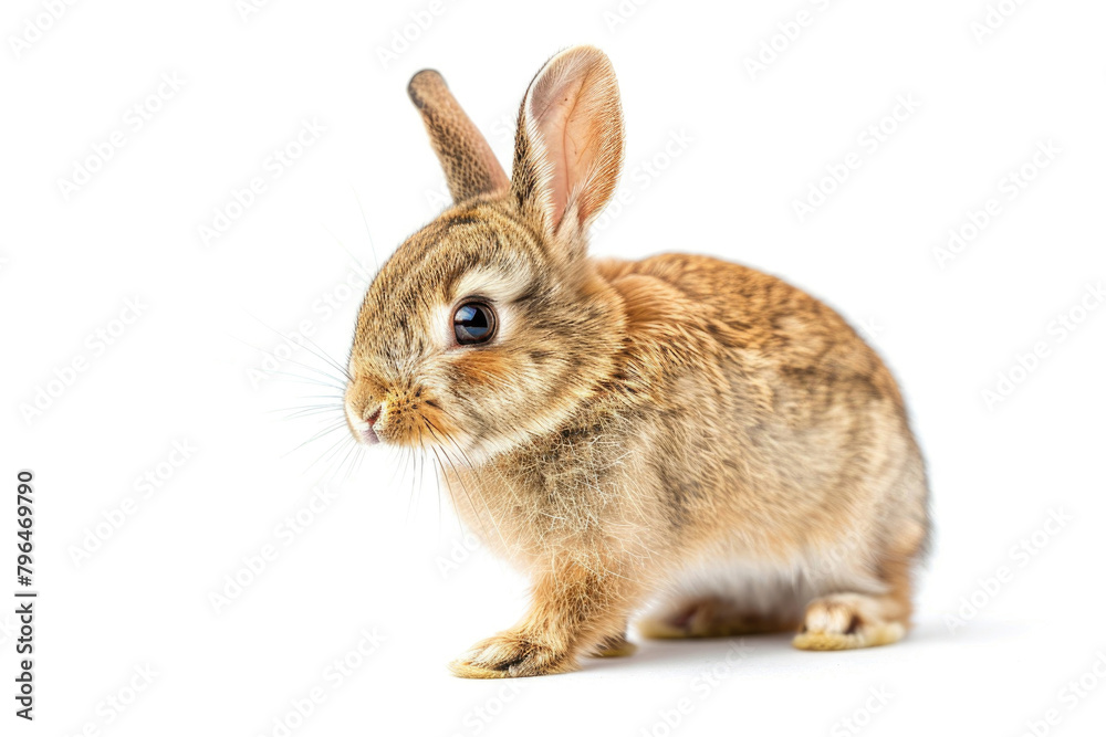 A rabbit hopping, isolated on a white background