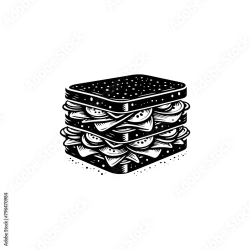 Sandwich Silhouette Vector - Easy Graphic Inclusion, Minimallest Sandwich Vector
