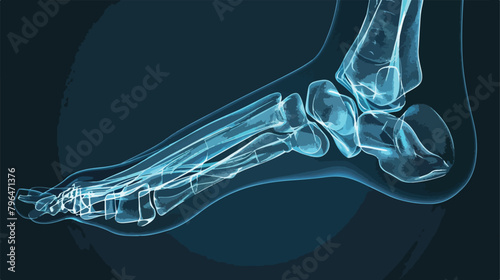 Lateral radiograph of human foot or limb. X-ray picture photo