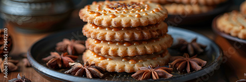 Fitr kao eid Chui so cookies,
A plate of speculoos cookies a spiced shortcrust biscuit beloved in Belgian tradition
 photo