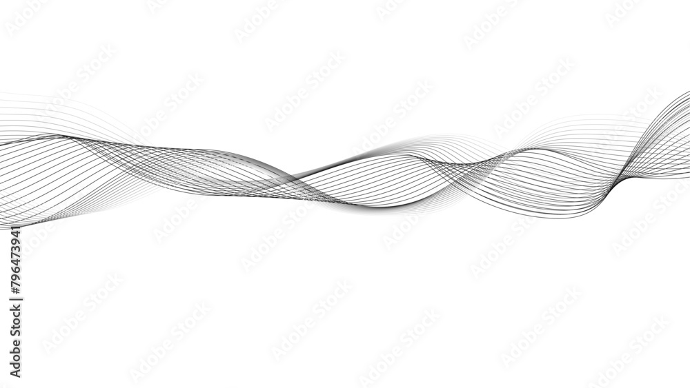 Abstract gray wave lines. Abstract wave line for banner, template, wallpaper background with wave design. Abstract frequency sound wave lines and twisted curve lines background.