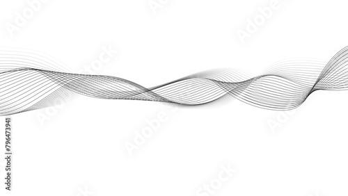 Abstract gray wave lines. Abstract wave line for banner, template, wallpaper background with wave design. Abstract frequency sound wave lines and twisted curve lines background.