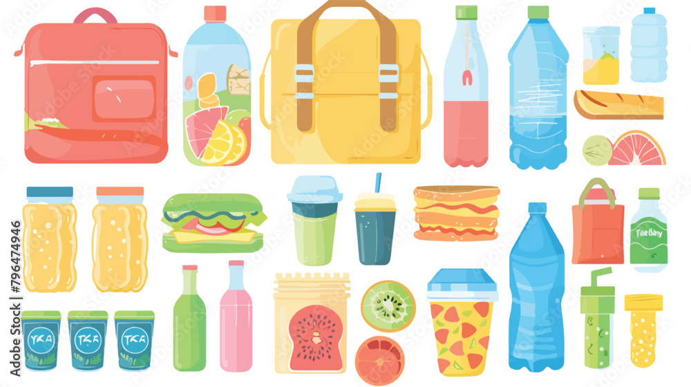 Lunchbox illustration set - different plastic contain