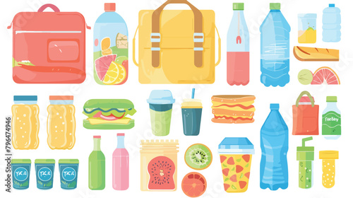 Lunchbox illustration set - different plastic contain