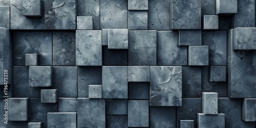 A wall made of gray blocks with a few holes in it