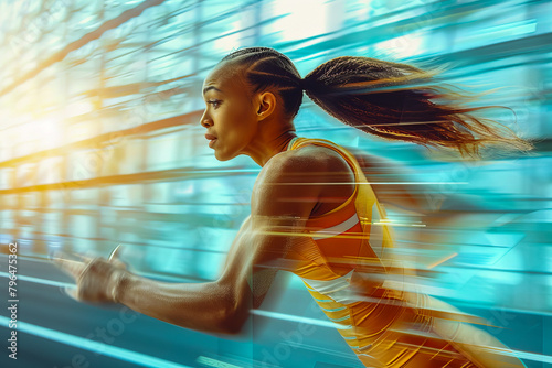 Athletic woman in motion - the essence of speed and grace