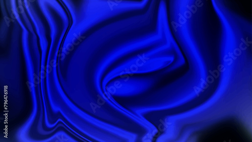 Smooth shiny silk fabric texture, deep blue color flow swirl. Abstract Blue Liquify abstract background. Blue silk background.