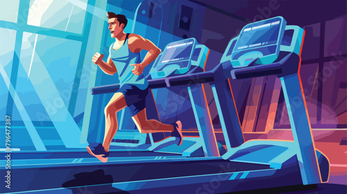 Man running on the treadmill concept illustration for © Noman