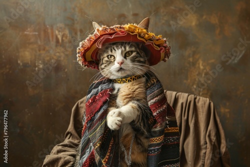 Cats in Costume: A series of images showcasing cats in a variety of playful costumes, emphasizing their personalities with a blend of documentary, editorial, and magazine photography aesthetics © stardadw007