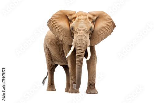 Majestic Elephant Under the Spotlight. On a White or Clear Surface PNG Transparent Background.