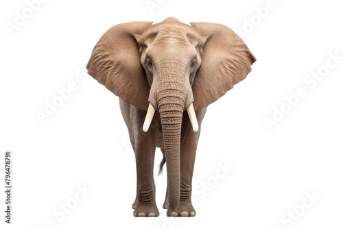 Majestic Elephant Posing Against White Canvas. On a White or Clear Surface PNG Transparent Background.