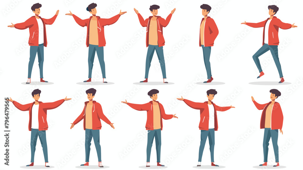 man with open arms.character in various poses wide-op