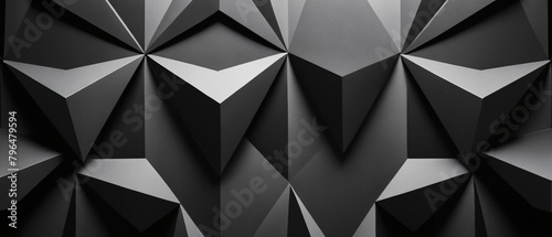 Abstract, 3D, grey and black wallpaper of lines and geometric polygon shapes, light and shadow