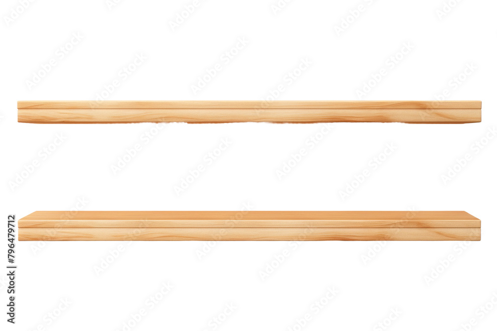 Whimsical Wooden Shelves Dance on White. On a White or Clear Surface PNG Transparent Background.