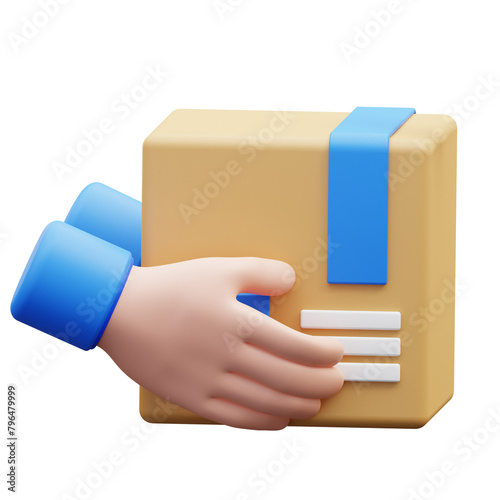3d illustration hand and package