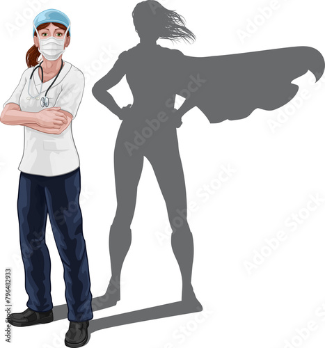 Superhero Nurse Doctor Woma...