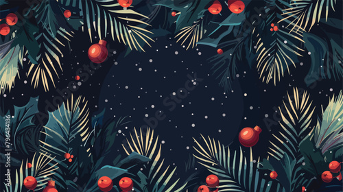 Merry Christmas illustration with Christmas Tree Bran