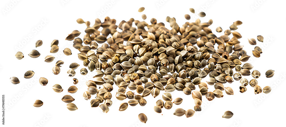 Hemp seeds pile isolated on white background, top view PNG Hemp seeds pile isolated on white background, top view PNG