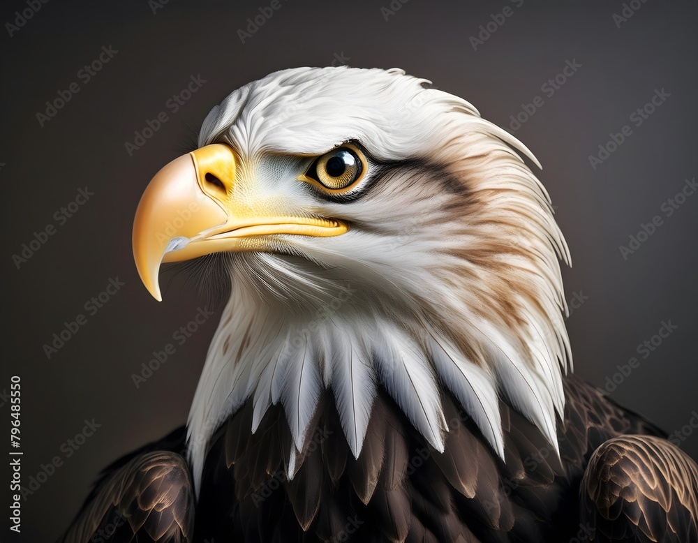 Obraz premium Bald eagle head on dark background