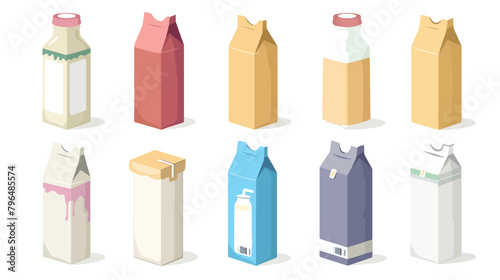 Milk carton box flat isolated on white background vector