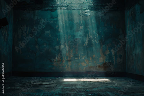 Cinematic scene of a mysterious, abandoned building interior © standret