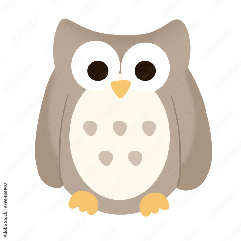 Wise owl perched on a cartoon tree branch Wise owl perched on a cartoon tree branch