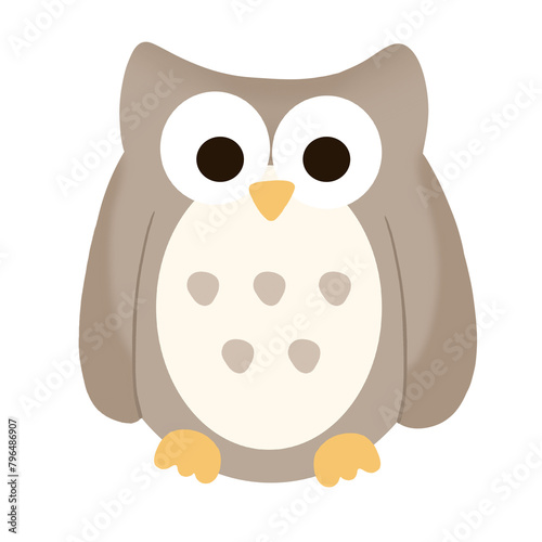 Wise owl perched on a cartoon tree branch