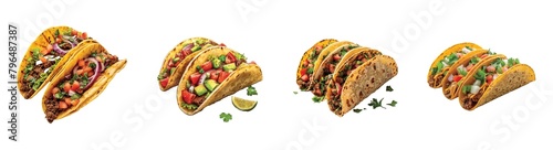 Collection of taco isolated on transparent background. Generated ai.