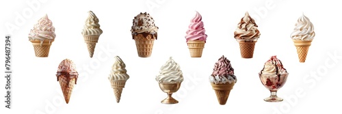 Collection of ice cream isolated on transparent background. Generated ai.