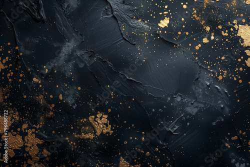 Black and gold paint smears as abstract background