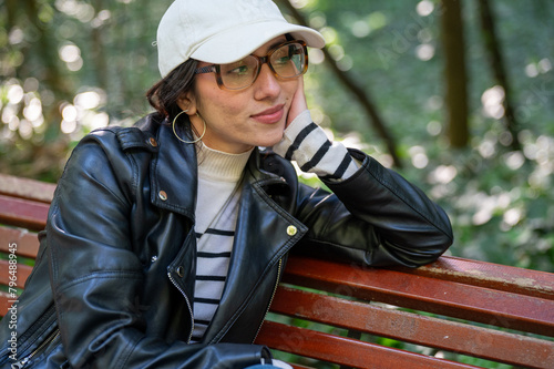 young woman has fun as a child