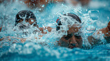 Competitive Swimming Event: Athletes in Action During Olympic Race. Generative AI.