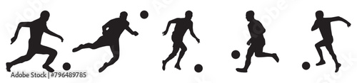 Set of football players silhouettes. Collection Soccer Players. Vector illustration.