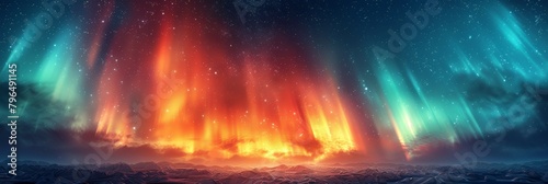 Majestic Aurora Borealis Lighting Up Night Sky – Vibrant Celestial Phenomenon Display © Thanate