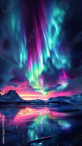 Awe-Inspiring Night Sky with Fantastic Aurora – Celestial Phenomenon on White Background