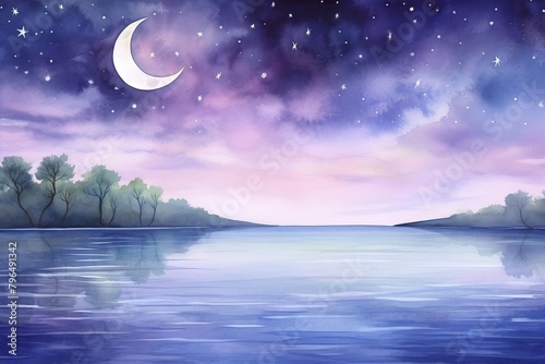 Moonlit Seascape  Create a serene seascape scene illuminated by the light of the moon  with waves gently lapping against the shore under a canopy of shimmering stars