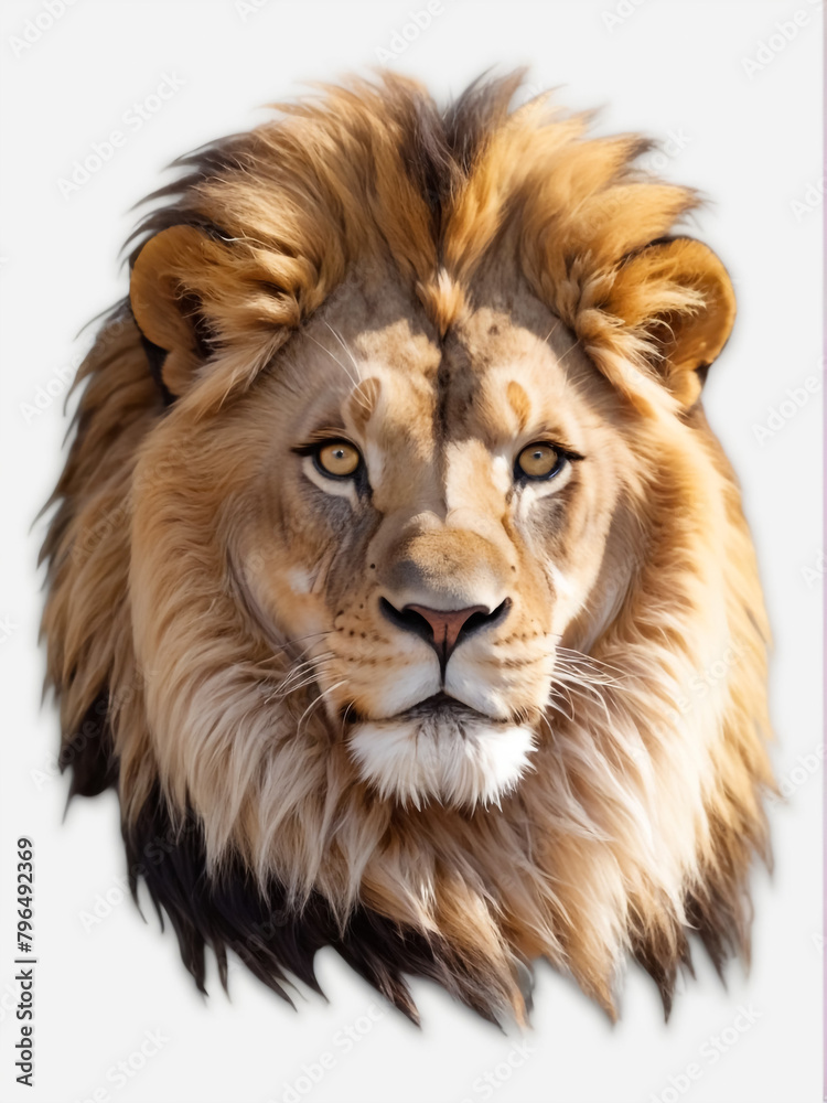 A lion's head in a transparent background
