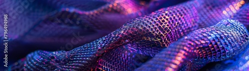In a macro closeup, the intricate security threads woven into a banknote shimmer under ultraviolet light, revealing hidden patterns that guard against counterfeiting photo