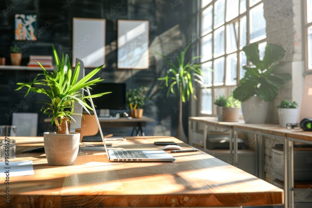 Modern bright office interiors featuring stylish workplace design and contemporary furniture Modern bright office interiors featuring stylish workplace design and contemporary furniture