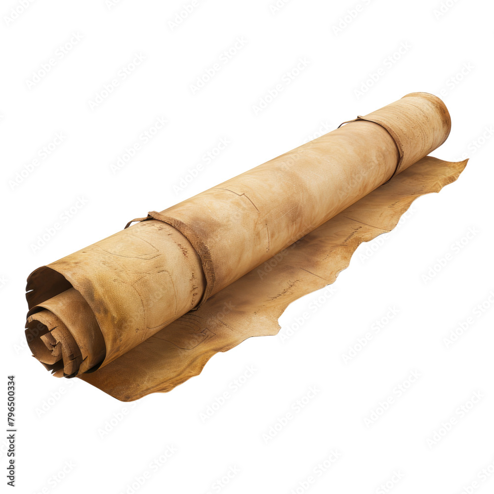 Parchment scroll isolated on transparent background