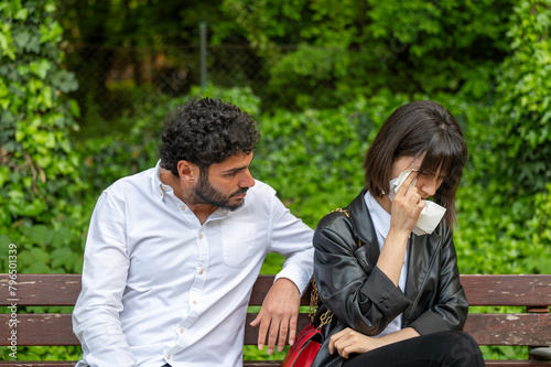 Woman crying for her partner