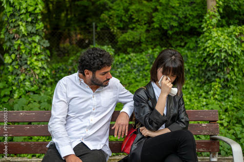 Woman crying for her partner