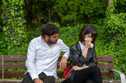 Woman crying for her partner