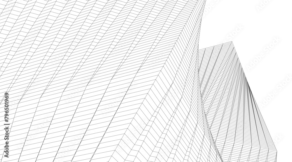 abstract buildings, architectural drawing 3d abstract buildings, architectural drawing 3d