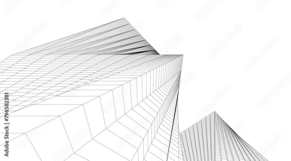 abstract buildings, architectural drawing 3d abstract buildings, architectural drawing 3d
