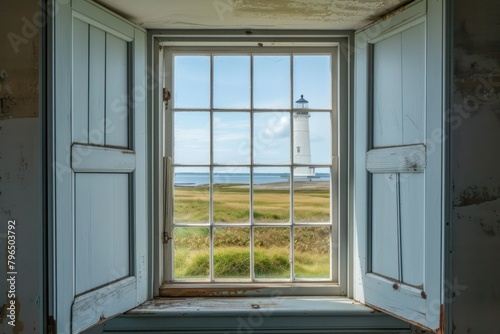 Window see lighthouse deterioration architecture tranquility