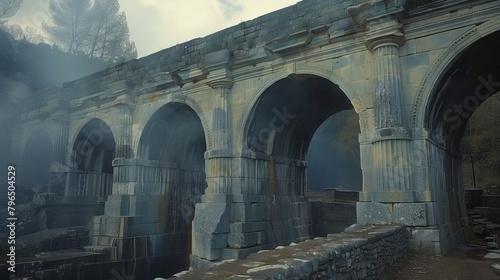 crumbling ancient viaduct in a beautiful landscape