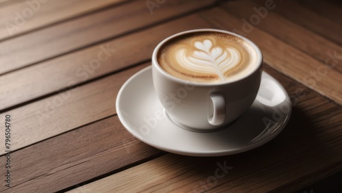 cup of coffee on wooden table